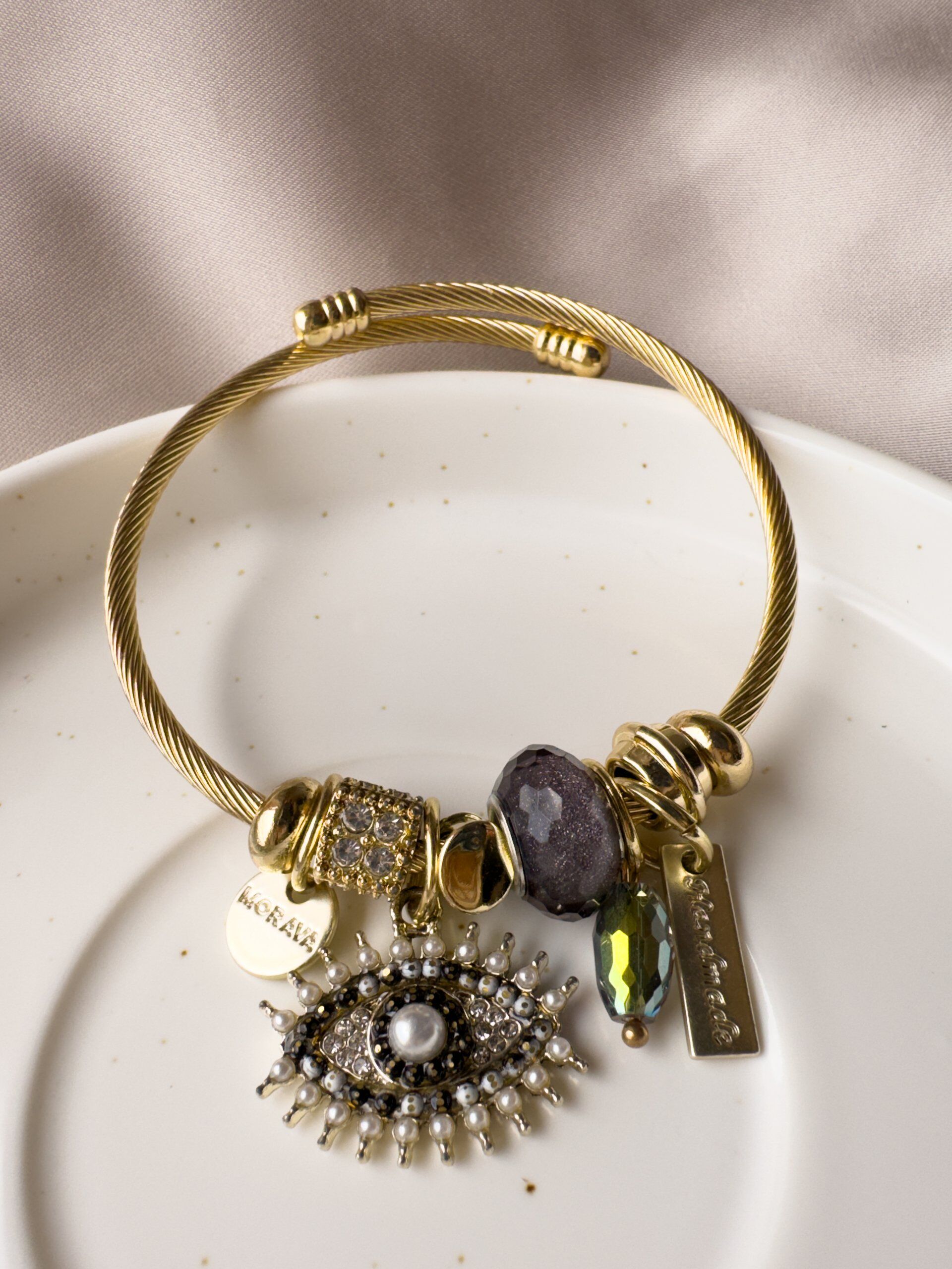 PANDORA DORADA OJO G Pulsera Tipo Pandora Con Dije Ojo Dorado - Imagen 1