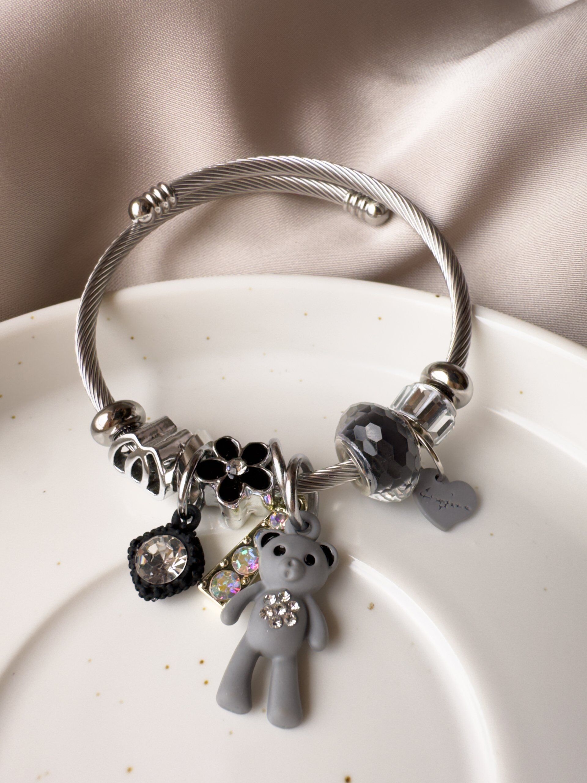 Pulsera Tipo Pandora Con Dije De Oso - Imagen 1