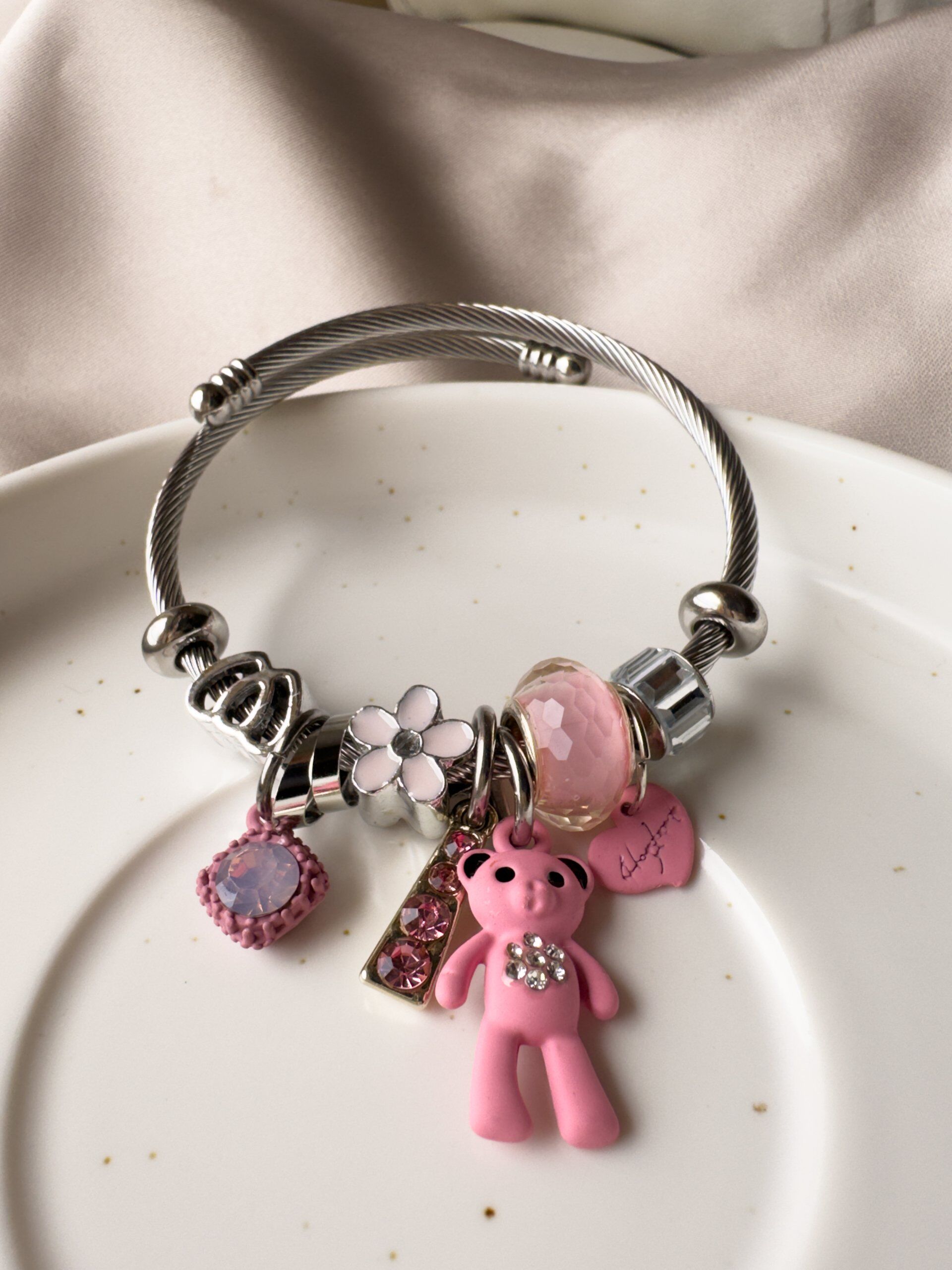 Pulsera Tipo Pandora Con Dije De Oso - Imagen 1