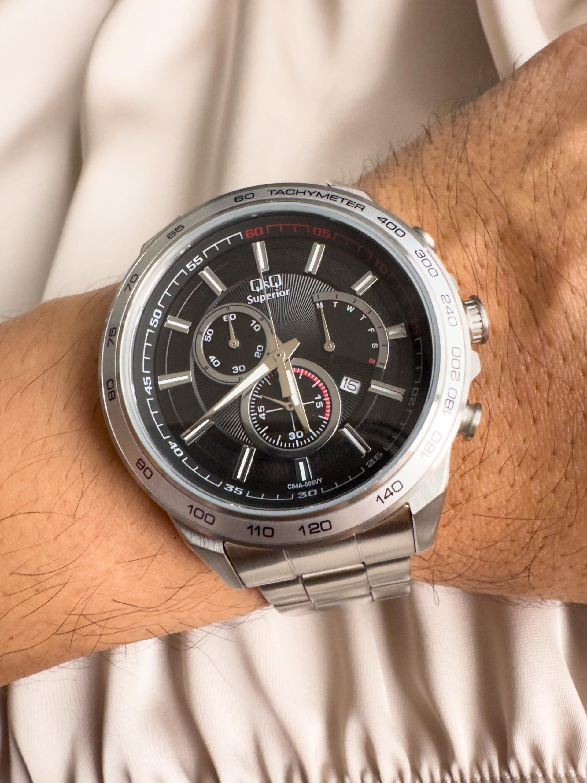 QYQ C54A PLATEADO FONDO NEGRO HOMBRE SUPERIOR Reloj QYQ Superior para Hombre - Imagen 1