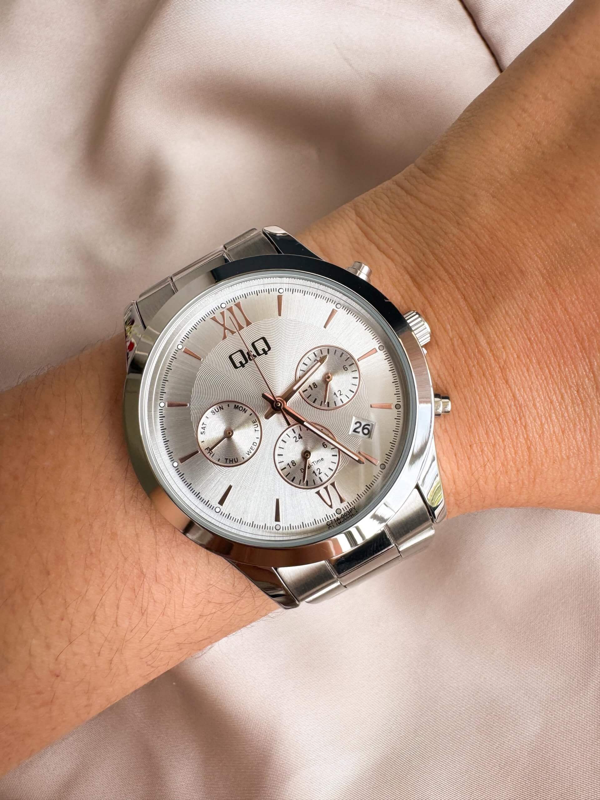 QYQ C71A PLATEADO MULTIFUNCIONAL Reloj Q&Q Unisex plateado - Imagen 1