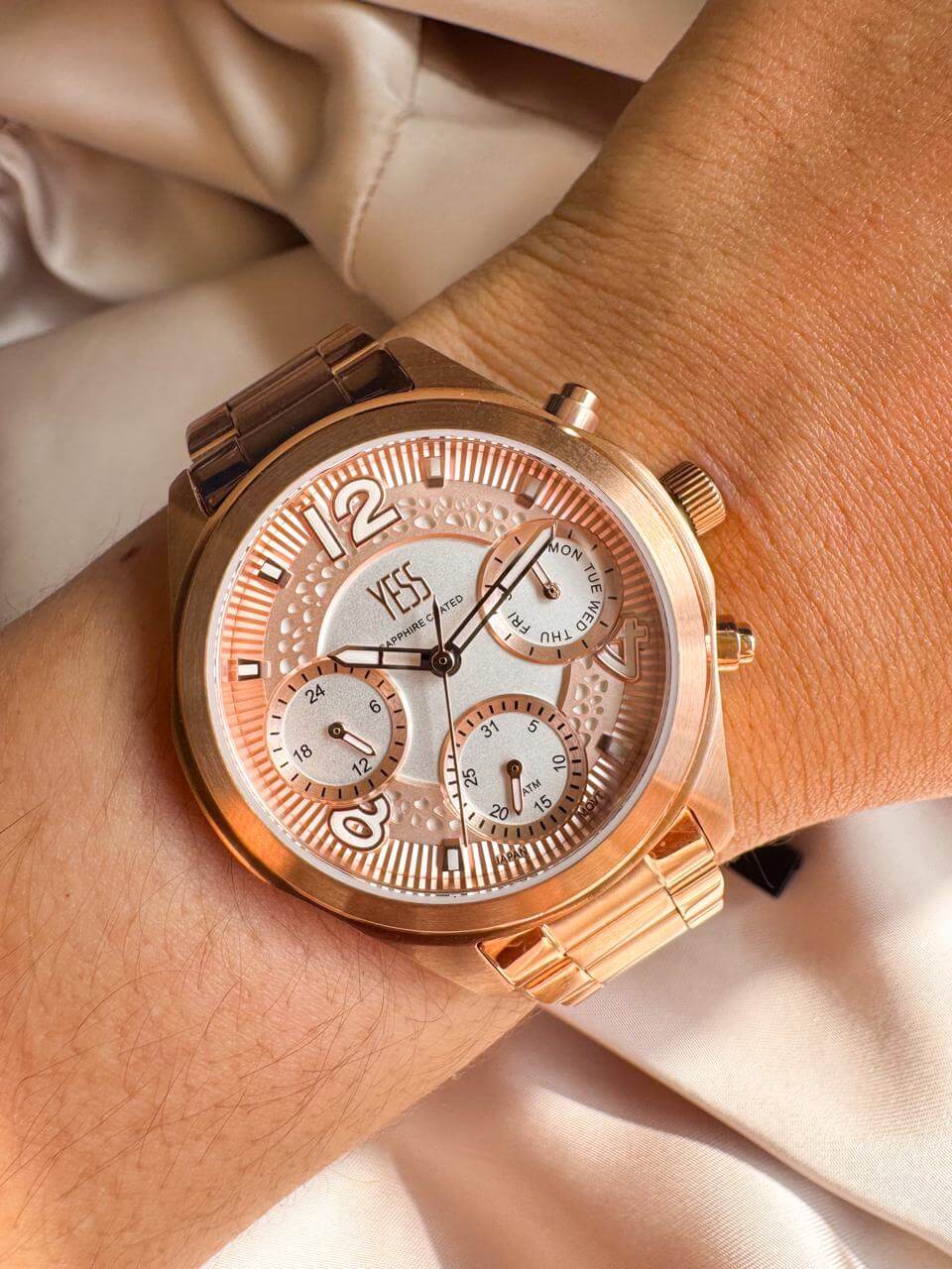 Y24109-05 YESS PLATEADO (2) RELOJ YESS Y24109-03 ORO ROSA - Imagen 1