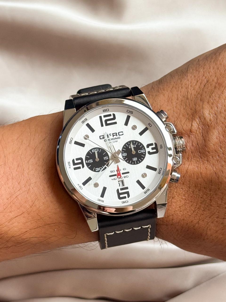 RELOJ G-FORCE HOMBRE CRONO CUERO FONDO BLANCO - Imagen 1