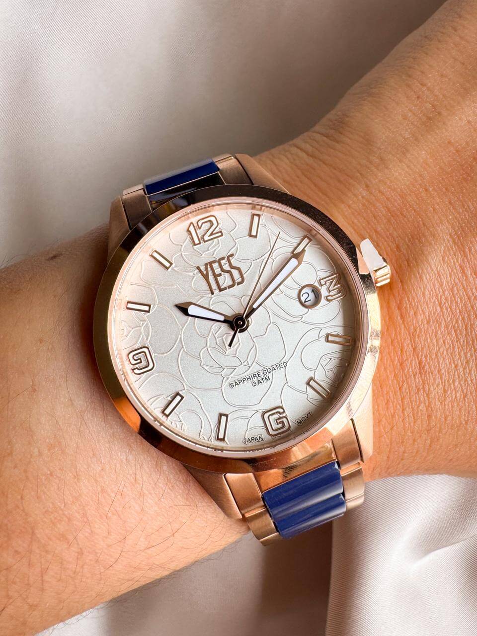RELOJ YESS Y25006-04 YESS AZUL CON ORO ROSA - Imagen 1